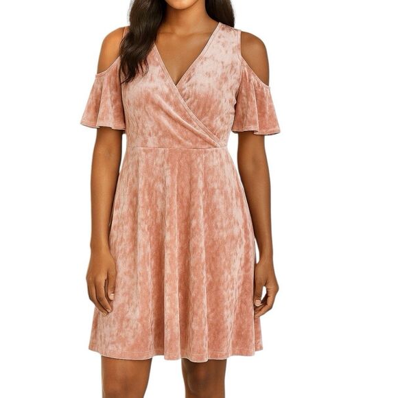Miami Wrap Dress Small Off Shoulder Velvet Romantic Y2K 90s Festival Party - Picture 1 of 15